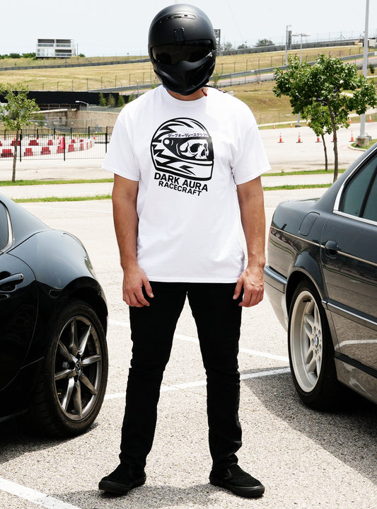 Dark Aura RaceCraft Alpine White T-Shirt – Lightweight Cotton Tee
