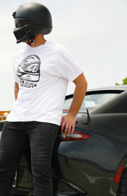 Dark Aura RaceCraft Alpine White T-Shirt – Lightweight Cotton Tee